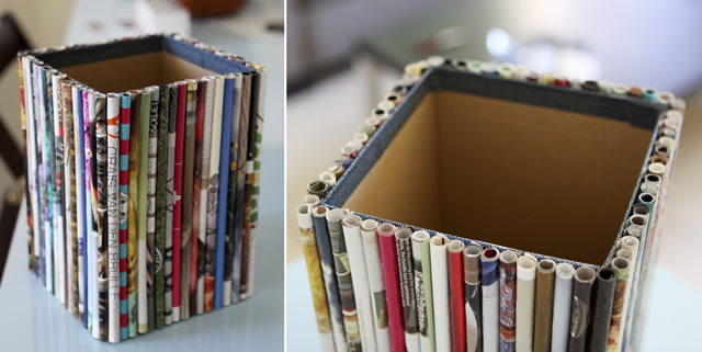 Lata de Lixo com revistas velhas